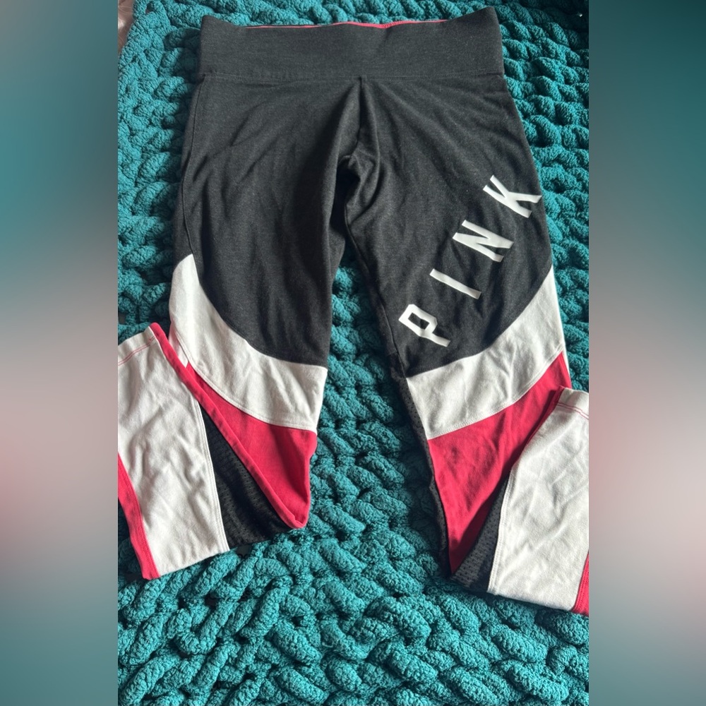 PINK Victoria's Secret Kids Black, White, and Red Leggings